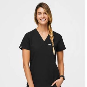 Figs: Catarina XS one pocket scrub top (color black)